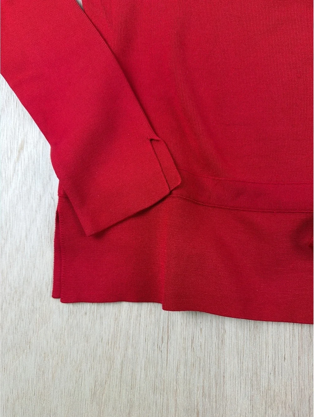 Exhibit A Red Silk Blend Turtleneck Sweater w/ Tie Waist Size Medium